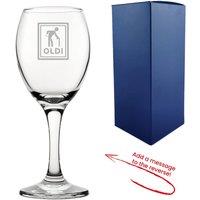 Uniqueful Personalised Oldi Design Engraved Wine Glass with Reverse Message in Clear | Size: 1 Pack