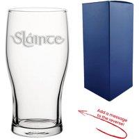 Uniqueful Personalised Slainte Celtic Engraved Pint Glass for a Friend with in Clear | Size: 20oz (550ml)