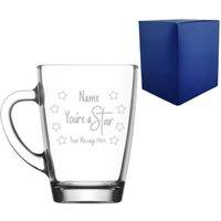 Uniqueful Personalised Youre A Star Design Engraved Glass Coffee Tea Mug in Clear | Size: 300ml
