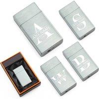 Uniqueful Personalised Engraved Jet Gas Lighter Silver Any Letter