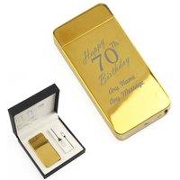 Uniqueful Personalised Happy 70th Birthday Gold Electric Arc Lighter | Size: 1 Pack