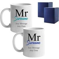 Uniqueful Personalised Mr & Mr Classic Font Design Ceramic 11oz Mug Set in White | Size: 1 Pack
