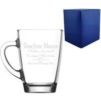 Uniqueful Personalised Big Heart Little Minds Engraved Glass Mug for Teacher in Clear | Size: 1000ml