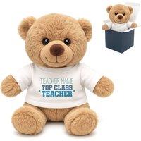 Uniqueful Personalised Cream Teddy Bear Top Class Teacher Design T-Shirt in Beige | Size: 1 Pack