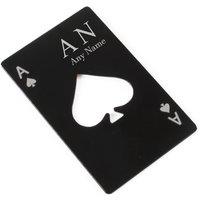 Uniqueful Personalised Black Ace of Spades Steel Bottle Opener Initials | Size: 1 Pack