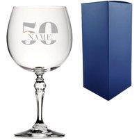 Uniqueful Personalised Crystal Gin & Tonic Cocktail Glass Name 50 Design in Clear | Size: 1 Pack