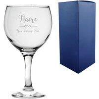 Uniqueful Personalised Engraved Gin Balloon Glass with Flourish for Friend in Clear | Size: 20oz (550ml)