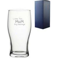 Uniqueful Personalised With Love You Mum Design 20oz Pint Glass for Mothers Day in Clear | Size: 20oz (550ml)