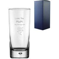 Uniqueful Personalised Love You Mum Flowers Design Engraved Hiball 13oz Glass in Clear | Size: 1000ml