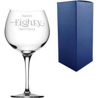 Uniqueful Personalised 80th Birthday Primeur Gin Glass Years Young Sweeping Font in Clear | Size: 1000ml