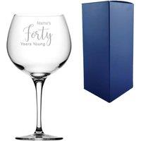 Uniqueful Personalised 40th Birthday Primeur Gin Glass Years Young Delicate Font in Clear | Size: 1000ml