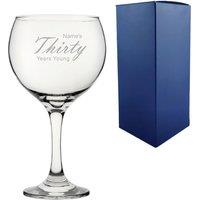Uniqueful Personalised 30th Birthday Years Young Handwritten Cubata Gin Glass in Clear | Size: 1000ml