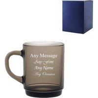 Uniqueful Personalised Engraved 260ml Retro Smoked Glass Tea & Coffee Mug in Grey | Size: 300ml