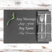 Uniqueful Personalised Engraved Rectangular Natural Slate Serving Platter in Black | Size: 1 Pack