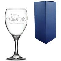 Uniqueful Personalised Happy Valentines Design Engraved Wine Glass for Couple in Clear | Size: 1000ml
