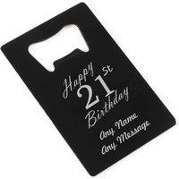 Uniqueful Personalised Black Happy 21st Birthday Wallet Card Bottle Opener | Size: 1 Pack