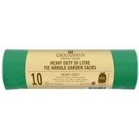 Groundsman Heavy Duty 50L Tie Handle Plastic Garden Bags (Pack Of 10) in Green