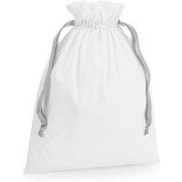 Westford Mill Ribbon Cotton Drawstring Gift Bag 22cm x 15cm in White | Size: 22 cm x 15 cm