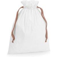 Westford Mill Ribbon Cotton Drawstring Gift Bag 44cm x 36cm in Off-White | Size: 44 cm x 36 cm