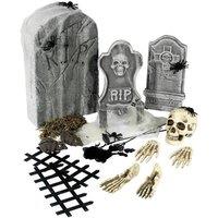 Smiffys Plastic Graveyard Dration Set (Pack of 24) in Grey