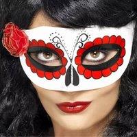 Smiffys Day Of The Dead Eye Mask in Off-White