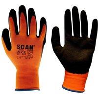 Scan Foam Latex Coated Gloves Hi-Vis Orange, Size 9 Large in Orange
