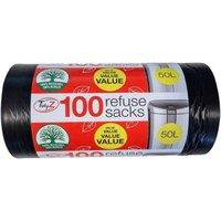 Tidyz Plastic 50L Bin Bags (Pack of 100) in Black