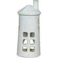 Hill Interiors Lighthouse Tea Light Holder 23cm x 11cm x 11cm in White | Size: 23 cm x 11 cm x 11 cm