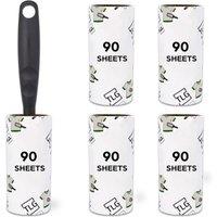 Nordara 5 x 90 Sheets Lint Roller Refills Pet Hair Fluff Dust Remover in White | Size: 5 Pack