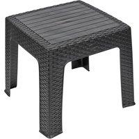 Nordara Woven Wicker Coffee Table Plastic Rattan Bistro Table Outdoor in Black