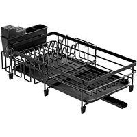 Nordara Large Dish Drainer Rack Extendable Kitchen Sink Bowl Plate Holder in Black