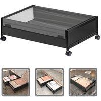 Nordara 2 Large Underbed Storage Box on Wheels Lid Under Bed Sofa Dustproof in Black