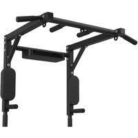Nordara Wall Mounted Pull Up Bar Multifunctional Chin Up Dip Station in Black | Size: 0-4 Years