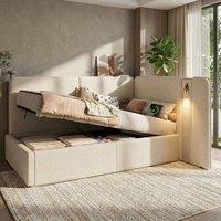 Merax 3ft Single Boucle Daybed Sofa Bed with Storage & USB Light, Beige