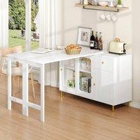 Merax White Dining & Bar Storage Cabinet with Extendable Bar Table