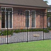 Berkfield Home Garden Fence with Spear Top Black 222 cm Powder-coated Steel