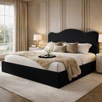Desire Deco Plush Velvet Angelito Ottoman Storage Bed Frame in Black | Size: King