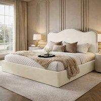 Desire Deco Plush Velvet Angelito Ottoman Storage Bed Frame in Cream | Size: King