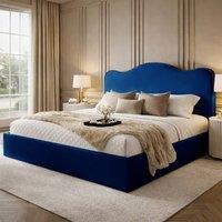 Desire Deco Plush Velvet Angelito Ottoman Storage Bed Frame in Blue | Size: King