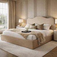 Desire Deco Plush Velvet Angelito Ottoman Storage Bed Frame in Beige | Size: Super King