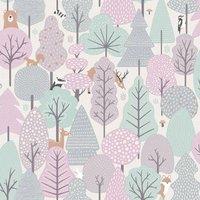 Muriva My Kingdom Wild Wood Textured Wallpaper in Pink
