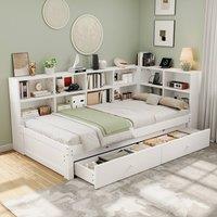 Merax White 3ft Single Daybed with Trundle Bed & Charging Station
