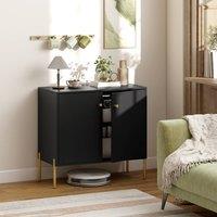 HOMCOM Modern Sideboard Buffet Cabinet with Fluted Doors, Coffee Bar Cabinet in Black