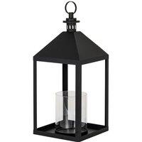 Hill Interiors Astral Glass Lantern Candle Holder 38cm x 17cm x 17cm in Black | Size: 38 cm x 17 cm x 17 cm