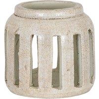 Hill Interiors Tarn Collection Ceramic Candle Holder 19cm x 20cm x 20cm in White | Size: 19 cm x 20 cm x 20 cm