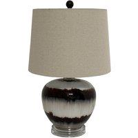 Hill Interiors Sepia Shadows Squat Linen Table Lamp in Brown