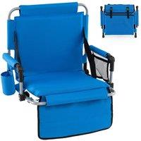 Gymax Folding Stadium Seat Bleacher Chairs With Back Support Padded Cushions in Blue