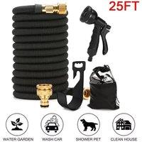 Nordara 25FT Expandable Garden Hose Pipe Flexible With Water Spray Gun in Black | Size: 2.5kg