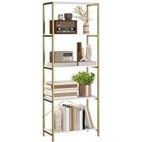 Nordara White 5-Tier Bookshelf, Industrial Bookcase, Display Shelving Unit | Size: 220 cm x 90 cm