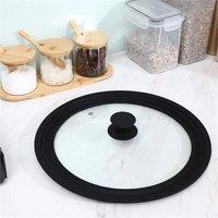 VOGREX Silicone Glass Lids Universal 22/24/26 Frying Pan Saucepan Lid in Black
